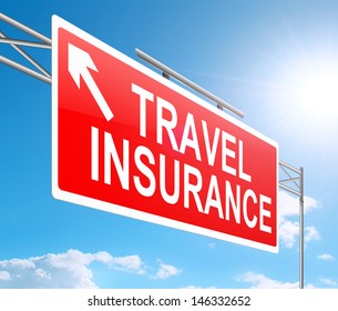 Illustration depicting a sign with a travel insurance concept.