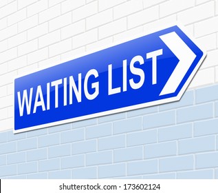 Illustration depicting a sign with a waiting list concept.
