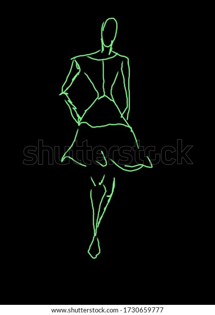 Illustration Depicting Sketch Womans Silhouette On Stock Illustration ...