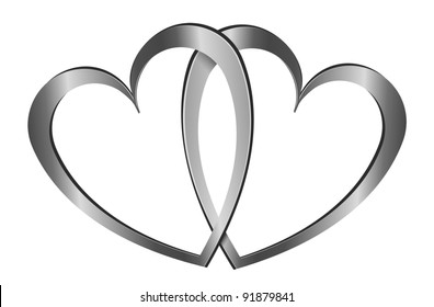 two silver hearts