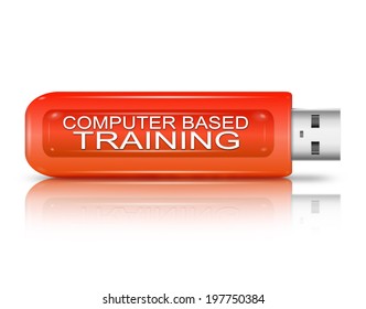 Illustration Depicting A Usb Flash Drive With A Computer Training Concept.