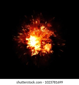 Illustration Of A Detailed Fire Explosion On Black Background