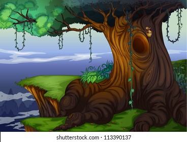 Illustration of a detailed tree hollow