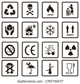 Illustration Different Packaging Symbols On White Stock Illustration ...