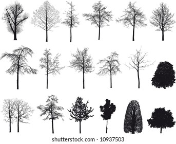 Trees Silhouettes Set Vector Pack Art Stock Vector (Royalty Free ...