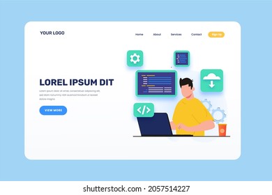 Illustration of digital marketing suitable for WordPress header for other areas dealing with money, business, digital learning, courses and dollars
