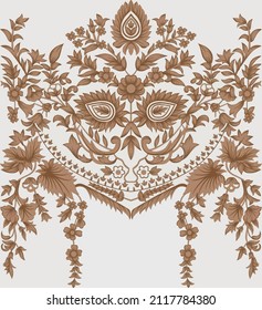 Illustration of digital motif baroque elements and rococo border style fabric printing For digital painting. Design for cover, fabric, textile, wrapping paper ready for print