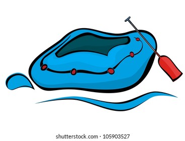 Illustration of a dinghy with a paddle.