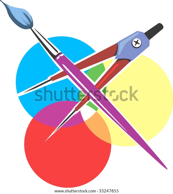 Illustration of Divider\
and painting\
brush	