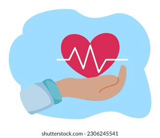 illustration of a doctor holding a heart symbol. world heart day - Powered by Shutterstock