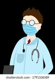 Illustration Of A Doctor. Medical Mask. Png