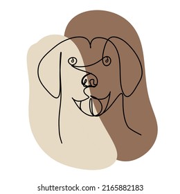 Illustration dog breed retriever one line style  animal concept