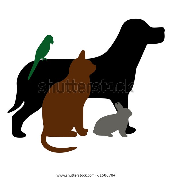 Illustration Dog Cat Bird Rabbit Stock Illustration 61588984