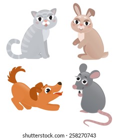 Set Cute Watercolor Illustrations Animals Isolated Stock Illustration ...