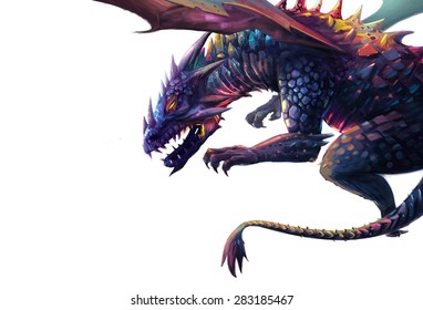  Illustration: The Dragon - Put it in a White Background in case you need it. - Character Design. Fantastic Style