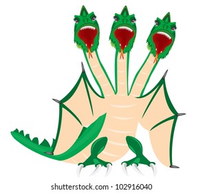 Illustration of the dragon with three heads