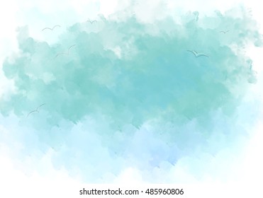 illustration drawing birds flying sky  Water color painting  Idea heaven  art  fly  environment  decoration  freedom  spring  nature template background design concept wallpaper