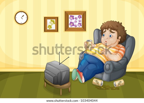 Illustration Drunk Fat Man Eps Vector Stock Illustration 103404044