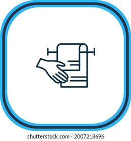 Illustration Of Drying Hands With Towel Icon Line. Beautiful Toilet Element Also Can Be Used As Equipment Icon Element.