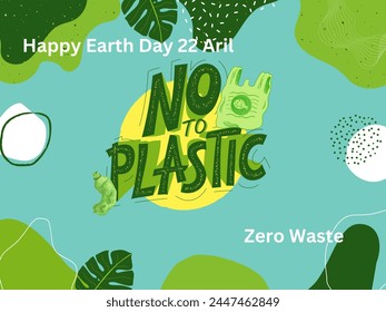 Illustration for Earth Day, April 22nd, depicts the battle between nature and plastic pollution, urging action for a cleaner, greener planet.