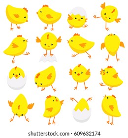 Set Cute Cartoon Chickens Easter Design Stock Vector (Royalty Free ...