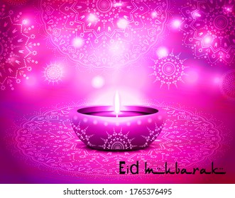 Illustration Of Eid Al-Adha, Eid Ul-Adha Mubarak And Aid Said. Kurban Bayrami. Kurban Bajram Muslim Festival Of Sacrifice. Beautiful Islamic And Arabic Background. Watercolor Greeting Card, Banner.