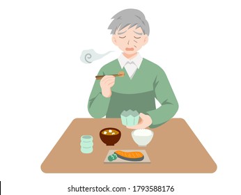 Illustration Of An Elderly Person Eating Alone