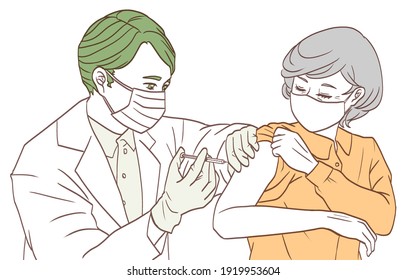 Illustration of an elderly woman vaccinated. - Powered by Shutterstock