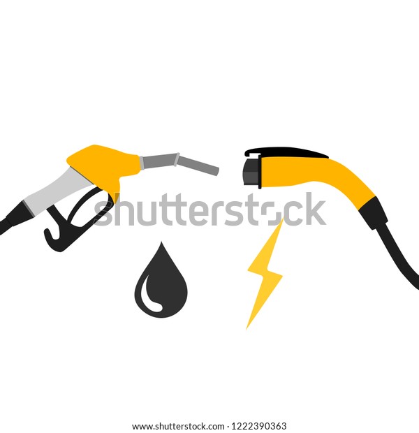 illustration of
electric car and fuel fight
concept