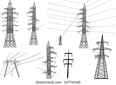 Illustration Electric Towers Collection Isolated On Stock Vector ...