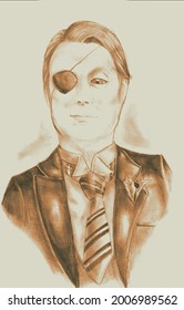 Illustration Of An Elegant Man Wearing An Eyepatch