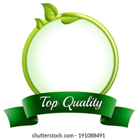 Illustration of an empty round template with a top quality label at the bottom on a white background