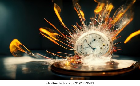 An Illustration Of An Exploding Clock Time Machine