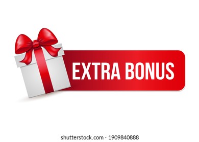 Illustration Extra Bonus. Modern Banner With red Gift, isolated.