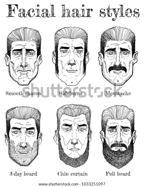 Illustration Facial Hair Styles Beards Moustaches Stock