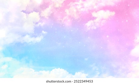 Illustration of fairy tale and colorful sky with stars shining