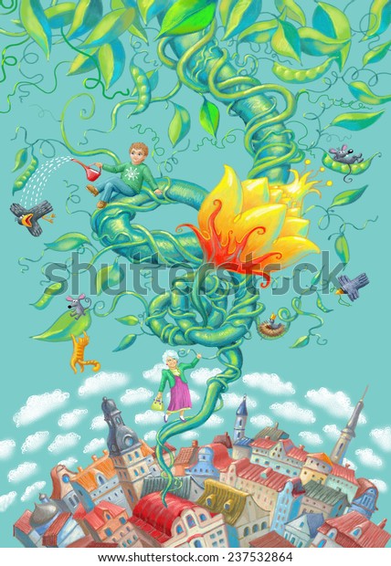 Illustration Fairy Tale Jack Beanstalk Stock Illustration 237532864 Illustration Fairy Tale Jack Beanstalk Stock Illustration 237532864