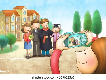 Illustration Of Family Graduation Photo