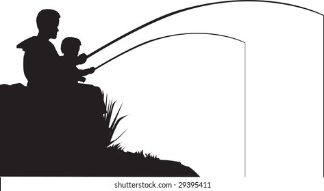 Illustration Of A Father And Son Fishing