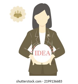 Illustration Of A Female Patent Attorney And Her Badge, An Expert In Intellectual Property.