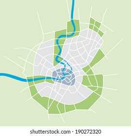 Illustration Of Fictive And Simplified City Map