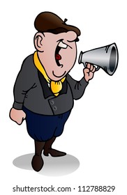 Illustration Of A Film Director Yell  To His Team On Isolated White Background