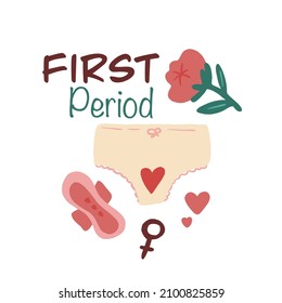 Illustration Of First Period First Months Growing Up Girls Love Yourself