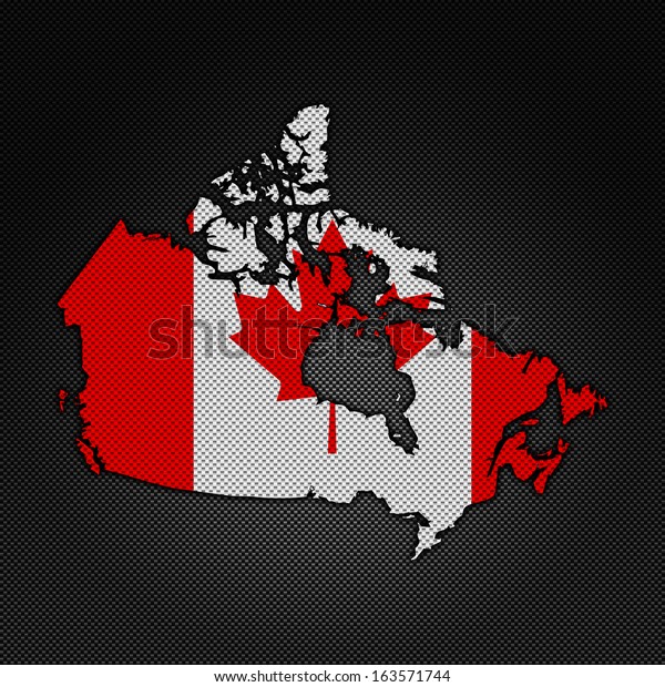 Illustration with flag in map on carbon background\
- Canada