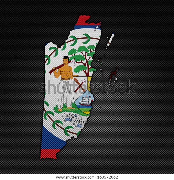 Illustration with flag in map on carbon background\
- Belize