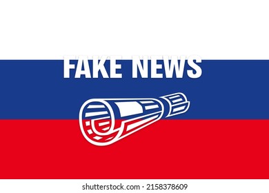 An Illustration Of The Flag Of Russia With Fake News Text On It