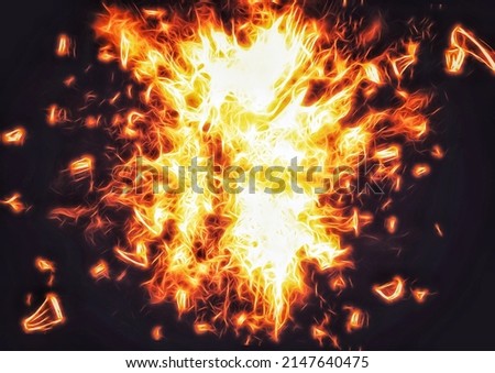Illustration of a flame that explodes violently