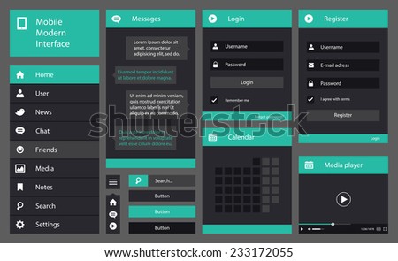 Illustration of flat design mobile interface