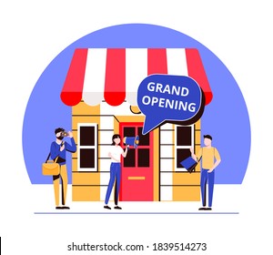  illustration, flat style, various shops, discounts, purchase of goods and gifts, investing in real estate, shopping concept - Powered by Shutterstock