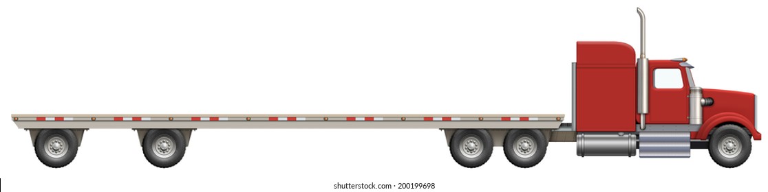 Illustration of a flatbed truck. The bed is empty and ready for your creative ideas.    